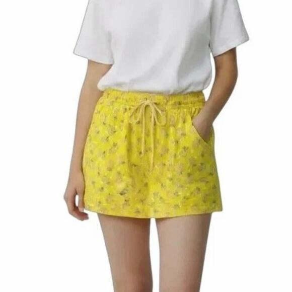 Cozee Corner Dresses & Skirts - Cozee Corner Women Mini Skirt XL Yellow Pineapple Print Drawstring Casual Cotton